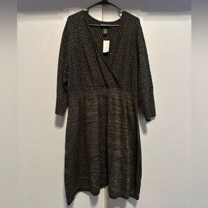 Lane Bryant -  Elegant Black and Gray Long Sleeve Sweater  Dress (Size 22/24)